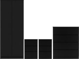 MALDEN 2 Door Wardrobe Set 4 Piece - Black