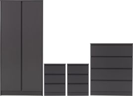 MALDEN 2 Door Wardrobe Set 4 Piece - Grey