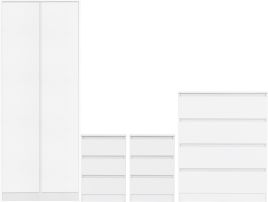 MALDEN 2 Door Wardrobe Set 4 Piece - White