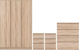 MALDEN 3 Door Wardrobe Set 4 Piece - Medium Oak