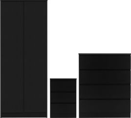 MALDEN 2 Door Wardrobe Set 3 Piece - Black