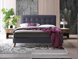 Double Bed - NOVADO 4ft6 Fabric Bed Dark Grey