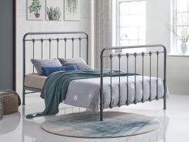 Double Bed - HAVORA 4ft6 Metal Bed Speckled Black And Silver