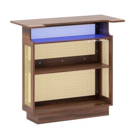 Home Bar Cabinet with LED Lights & App Control-Brown