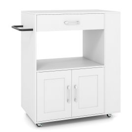 IVARA Kitchen Island Cart with Storage Rolling Kitchen Island on Wheels-White