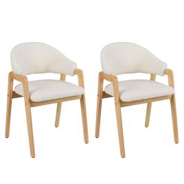 Set of 2 Dining Chairs with Padded Seat & Curved Back-White