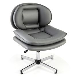 Office Chair - Armless Office Chair with Double Padded Back and Criss Cross Metal Base Grey 65cm