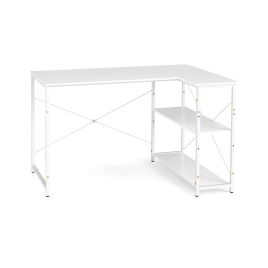 WIORA L-shaped Computer Desk Reversible Corner Desk with Adjustable Shelf-White