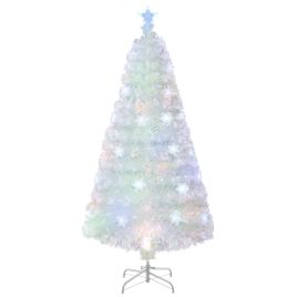 IVLOEL 4/5/6 Feet Artificial Fiber Optic White Pre-lit Christmas Tree with Light-150 cm