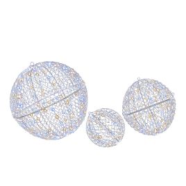 Set of 3 Lighted Christmas Balls with 8 Lighting Modes - White