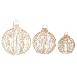 Golden LED Christmas Ball Lights - Set of 3
