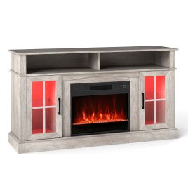 NVARO 148cm Fireplace TV Stand with LED Lights for up to 65inch TV-Grey