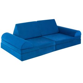 CINDERRA 6 Pieces Modular Convertible Kids Play Couch Sofa-Blue
