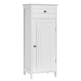 1-Door Freestanding Bathroom Storage Cabinet with Drawer and Adjustable Shelves-White