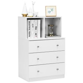 CORPUS White Chest of Drawers - Medium-sized, 3 Drawers, 2 Open Compartments
