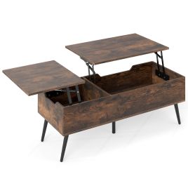 CAZE Lift Top Coffee Table Modern Center Table with 2 Hidden Storage Compartments-Rustic Brown