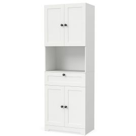 CIREL Tall Bathroom Cabinet with 4 Doors & Drawer-White