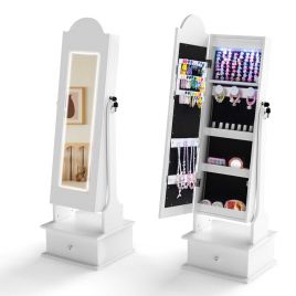 ZVORA Kids Jewelry Cabinet Children Jewelry Organizer with Lights-White