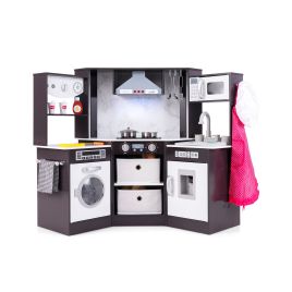 Kids Kitchen Toy - Wooden Kids Play Kitchen Corner with Lights and Water Circulation System-Coffee