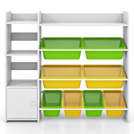 Bookcase - Kids Bookshelf Toy Storage Organizer with Storage Boxes and Open Shelves-Multicolor