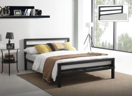 Kingsize Bed - CITRANO 5ft Metal Bed Charcoal Black