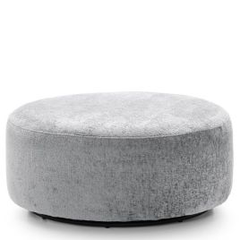 GILLIVER Crushed Chenille Fabric Large Swivel Footstool - Light Grey