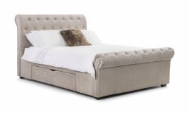 Ravello Buttoned Mink 2 Drawer Storage Bed - Kingsize 5ft