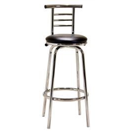 Tintagel Round Pair Narrow Swivel Bar Stool with Back Support - Chrome