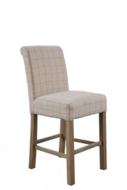 RIVARO Lowestoft Bar Stool Set of 2 - Check Natural