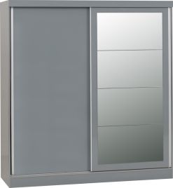 NEWBIGGIN 2 Door Mirrored Sliding Wardrobe Grey - 178.5cm