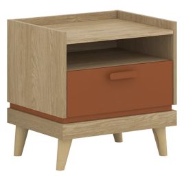 NORA Wooden Bedside Table with Drawer - Oak