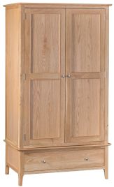 NEESHAM 2 Door Wardrobe with 1 Drawer Light Oak - 110cm