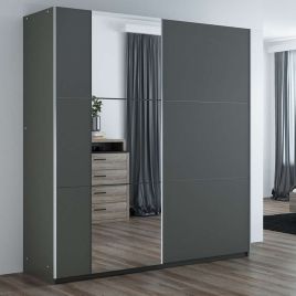 OLDHAM 2 Door Mirrored Sliding Wardrobe Grey - 200cm