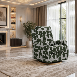 CORLESTON Fabric Swivel Recliner Armchair - Green