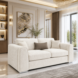 CANTRELL Chenille Fabric 3 Seater Sofa - Beige