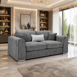 CANTRELL Chenille Fabric 3 Seater Sofa - Grey