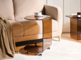 RARUXO Side Table with Wheels - Brown