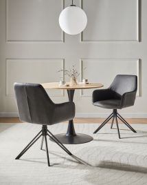 DALERO Faux Leather Dining Chairs Set of 2 - Black