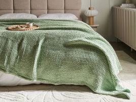 BOVERO Cotton Bedspread - Green, 220cm