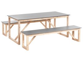 HOWARTHON Garden Dining Set with Benches - Concrete Grey