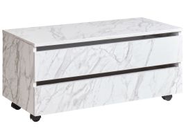 TERENISA Bathroom Cabinet with Wheels 80 cm White Marble
