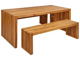 Garden Dining Set with Benches 6 Seater SULZANO Acacia Wood Brown