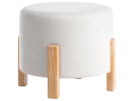 HANWELL Chenille Fabric Footstool - Off White