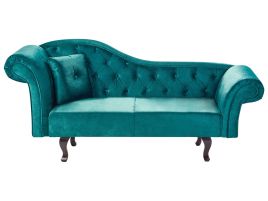 Left Hand Velvet Chaise Lounge Green LATTES II