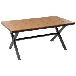 RIVET Metal Garden Dining Table - Black and Light Oak