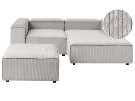TROMSO Corduroy Fabric 3 Seater L Shaped Corner Sofa - Beige, Right Hand Facing