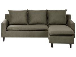 TENSHO Velvet Corner Sofa - L Shaped - Right Hand Facing - Dark Green