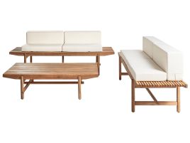 Garden Lounge Set with Table 4 Seater GIAVENO Acacia Wood Off-White