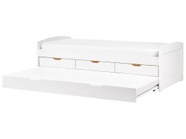 PASHA Trundle Bedframe Wood 90 x 200cm EU Single Bed White