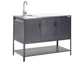 MAENAZ Outdoor Kitchen Cabinet with Sink Metal Black
